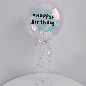 Colorful Transparent Heart Star Round Aluminum Foil Balloon Table Decoration, Birthday Party Decor, Wedding, Engagement, Mother's Day, Valentine's Day