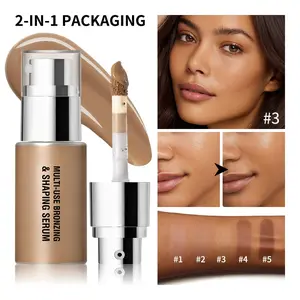 Available in 4 shades, all-in-one contouring and highlighting, liquid contouring, natural contouring, long-lasting contouring, with applicator brush, bronze contouring, dual-ended contouring