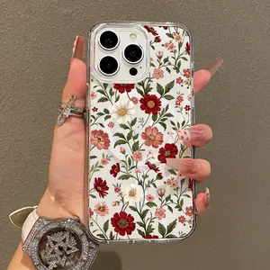 Trendy Magnetic Case for iPhone11/12/13/14/15/16/17/promax, Vintage Floral Pattern Ultra Slim, MagSafe Support, Shockproof | Playful & Fun Style