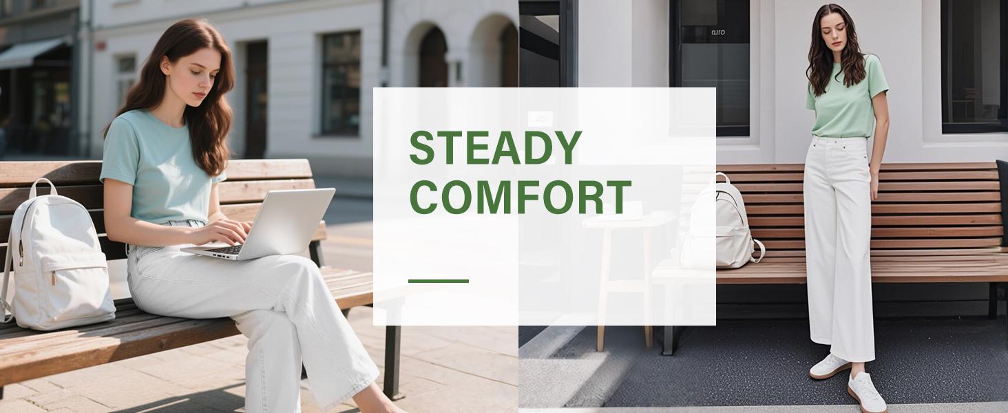 Women's High Waist Stretch Baggy Jeans, Minimalist Wide Leg for Women Distressed Basic Pants, Trendy Multi-Pocket Fitted Denim Trousers, Casual Comfy Denim Jean Womenswear Bottom