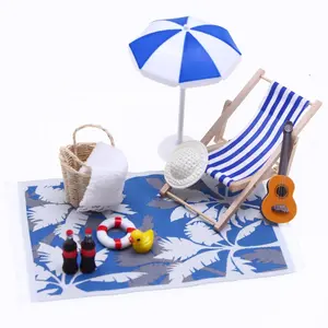 Miniature Dollhouse Accessories 11 Pack 1:12 Scale Beach Lounge Chairs Blankets Guitars Decorative Set for Realistic Scenes Handcrafted Toy Decorations Ideal for Dollhouse Enthusiasts