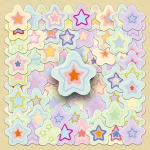 Star Pattern Sticker, Sticker Sheets, 50pcs/set Colorful Self Adhesive Decorative Stickers, DIY Decals for Water Bottle, Laptop, Phone Case, Scrapbooking, Journal Making