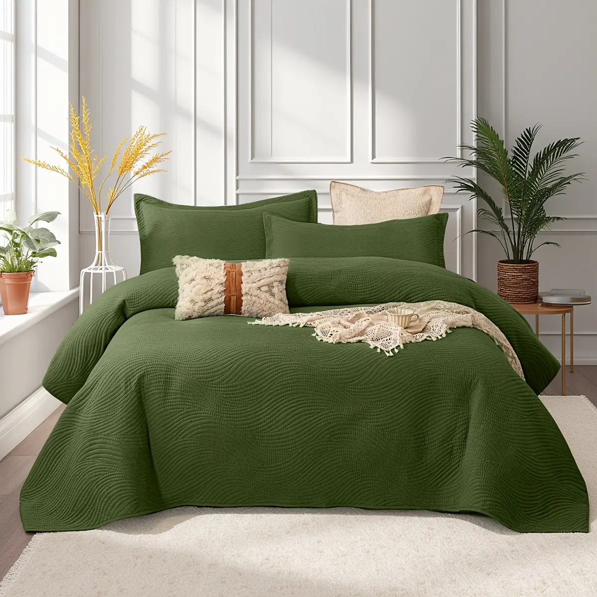 XAKING Solid Ultrasonic Contemporary Cooling Bedding Set - Lightweight Soft Multi-Size (Twin/Queen/King) All-Season Comforter, Duvet Cover, Blanket & Pillows for Bedroom Decor, Home Decor Items