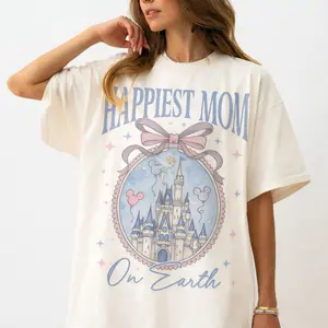 Comfort Colors Happiest Mom Shirt, Cute Mama Tee, Coquette Bow Mom Shirt, Soft Vintage Tee, Perfect Mother’s Day Gift