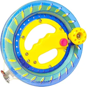 Kite Reel Winder for Adults & Kids - 8 Inch Dia, 1000FT High Strength String with Connector - Large Handle, Safety Lock(Blue)