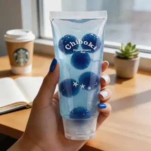 Chiboki Jam Squishy 4 Pack - Soft Squishy Sensory Toothpaste Tube Clear Gel Squeeze Fidget Sensory Toys No Mess ASMR
