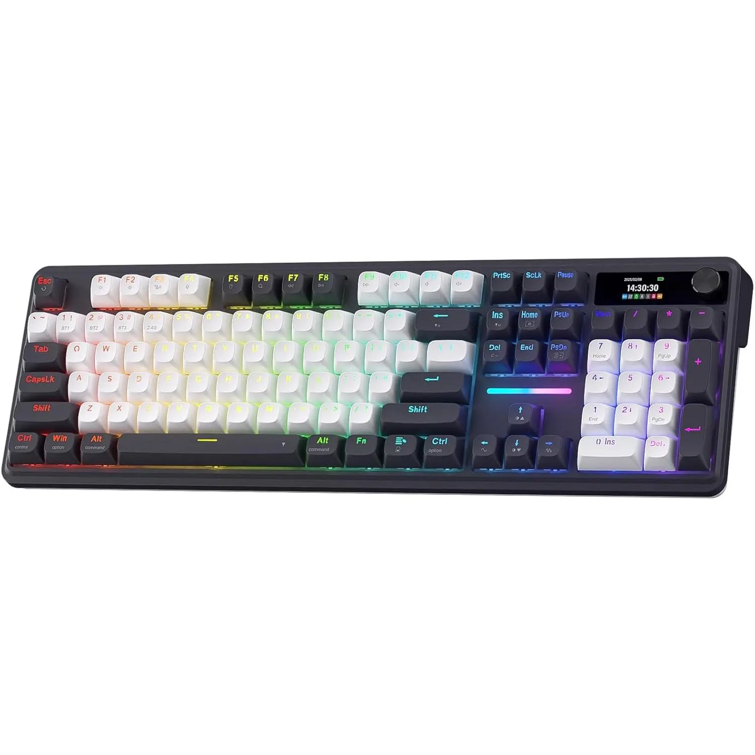 Redragon K762 Wireless Gasket Gaming Keyboard w/Hype Screen & Knob, 104 Keys Mechanical Keyboard, Easy-Control 1.14’’ TFT Info Display, 5-Layer Noise Dampening, Round PBT Keycaps, Mint Mambo Switch, Abyssal Blue,summerwins
