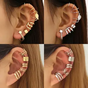 20/22/32pcs Fashion Accessories Adjustable Ear Cuffs Earrings for Girls Women Non-Piercing Cartilage Clip On Wrap Earring Set