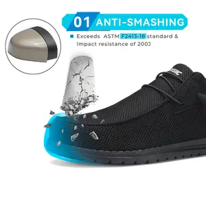 Black Steel Toe Shoes for Women Men Lightweight Work Shoes Composite Toe Womens Safety Shoes Wide Steel Toe Sneakers Air Cushion Tennis Shoe Industry Construction