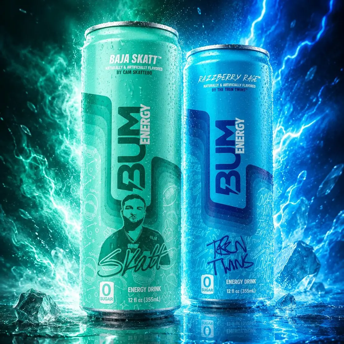 BUM Sugar-Free Energy Drink, 6 and 12 PACK - Lightly Carbonated & No Artificial Colors, Natural Caffeine & Citicoline for Energy & Focus, Brain Boost & Workout Sports Beverage - 12 oz, Pack of 12 and 6 with Bum Energy