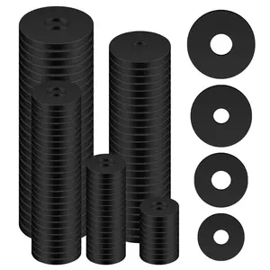 100 count Flat Heavy Duty Rubber Washers Assortment Kit, Black Rubber Grommet for Household Appliances/Screws// Accessories, Vibration Suppression (4 Sizes)