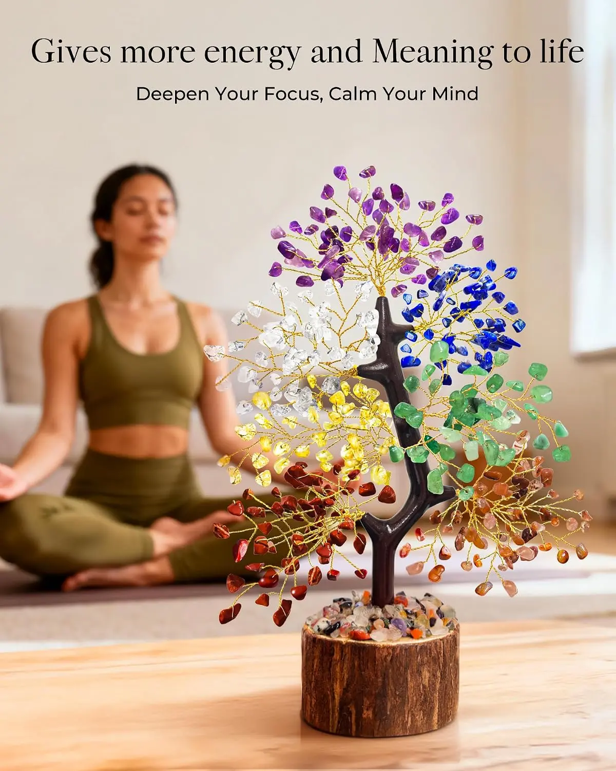 7 Chakra Crystal Tree of Life | Handmade Gemstone Decor for Home, Office & Meditation