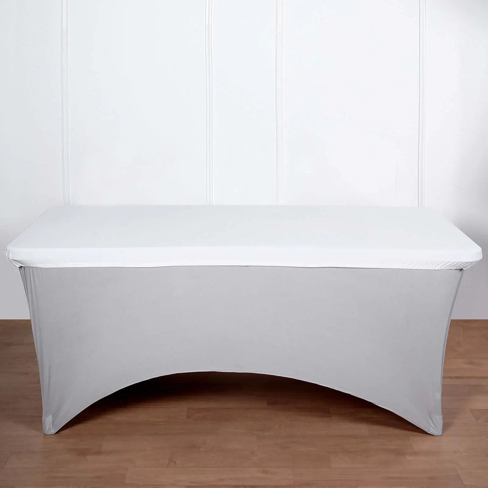 72"x30" White Stretch Spandex Rectangle Tablecloth - Tailored Fit Top-Only Cover, Easy-Install Outdoor Furniture Decor for Birthday, Baby Shower, Anniversary Tables