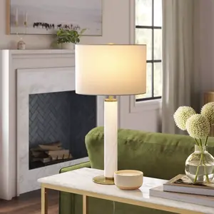 Faux Marble Stick Table Lamp White - Threshold Faux Marble Stick Table Lamp White - Threshold