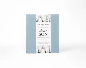 DUNCAN & STONE Dear Son: Prompted Baby Memory Book (Blue, 230 Pages) with Guided Journal and Prompts for 18 Years - Journaling
