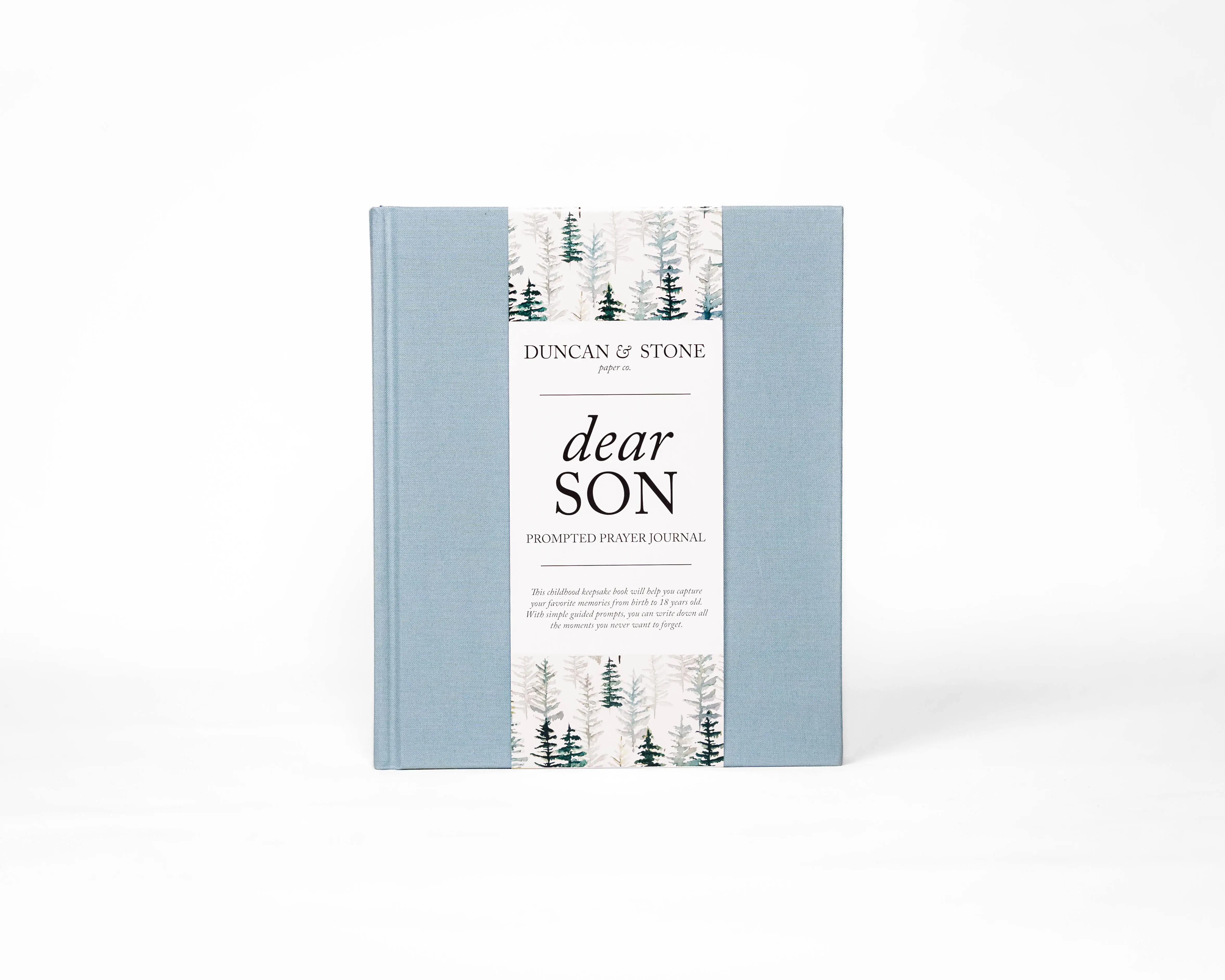 DUNCAN & STONE Dear Son: Prompted Baby Memory Book (Blue, 230 Pages) with Guided Journal and Prompts for 18 Years - Journaling