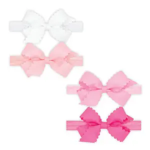 Mini Scalloped Two Pack Headband Bows - Baby Bands