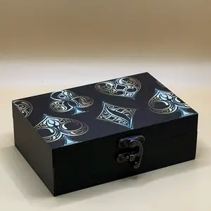 Golden Custom Memory Box - Decorative Gift Organizer with Felt and Print Design Wooden