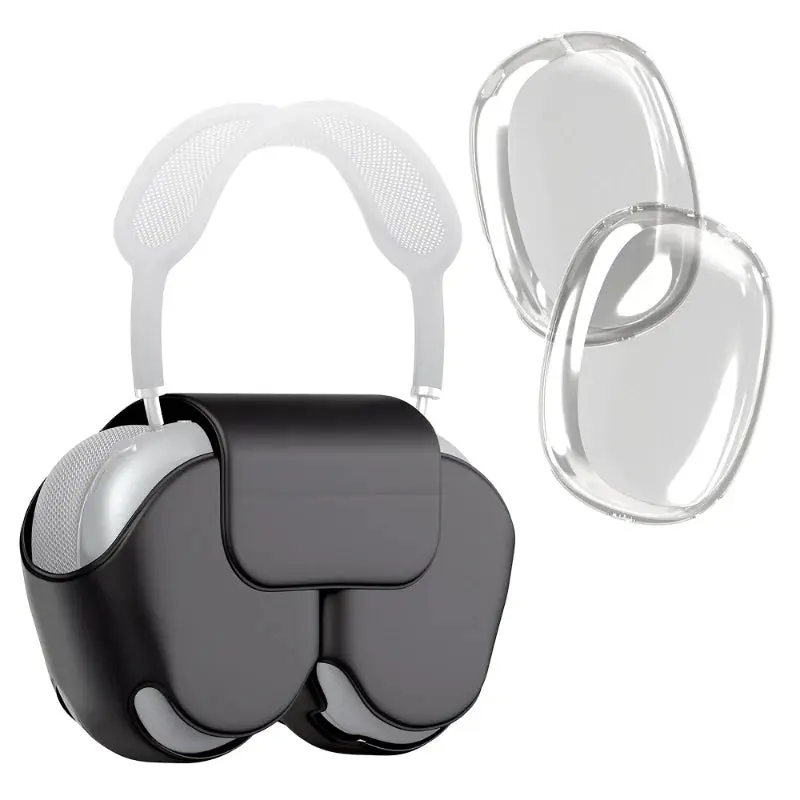 Rome Tech For Leather Protective Shockproof Cover Case for Headphones Airpods Max  + 1 Pair Transparent TPU Shells