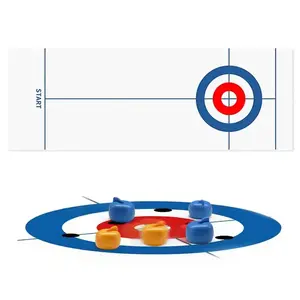 Tabletop Curling Game with 16 Stones, Portable Family Party Board Game