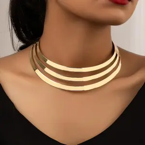 Chunky Gold Necklace Gold Necklace for Women Dainty Statement Choker Necklaces for Woman Exaggerated Ethnic Big Statement Necklaces Vintage Costumes Accessories for Women