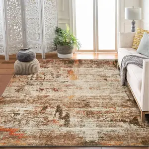 5*7FT Area Rugs for Living Room, Large Washable Area Rug, Non Slip Abstract Rugs for Home Decor, Indoor Low Pile Carpet Area Rugs for Bedroom Dining Room,Brown