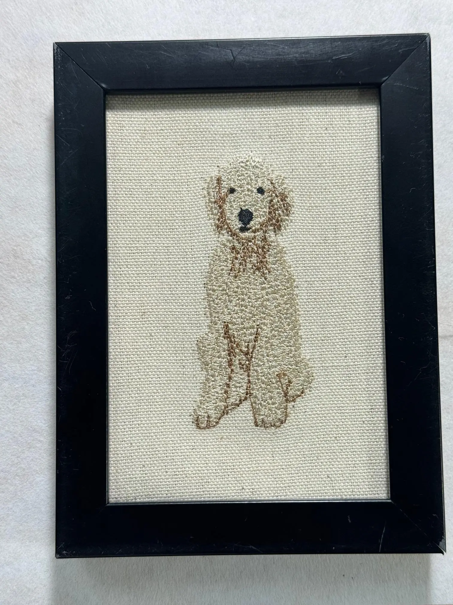Machine-Embroidered Poodle Doodle Goldendoodle Dog Framed Plaque - Artistic Home Office Room Decor, Unique Canine Charm Tabletop Sign, Other Breeds & Designs Available