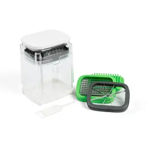 3-in-1 Deluxe French Fry Cutter with 3 Interchangeable Blades for Fries Veggie Sticks & Fruit Wedges Compact Dishwasher Safe Kitchen Tool