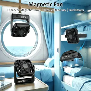AOVOZ Magnetic Portable Personal Fan, 5000mAh Ultra-Slim Travel Fan, 4Wind Speed Adjustable, Built-in Hook Hanging Quiet Mini Cooling Fan,Ideal for Outdoor Camping, Hiking, Travel, Bedroom, Home & DailyOutdoor Essentials