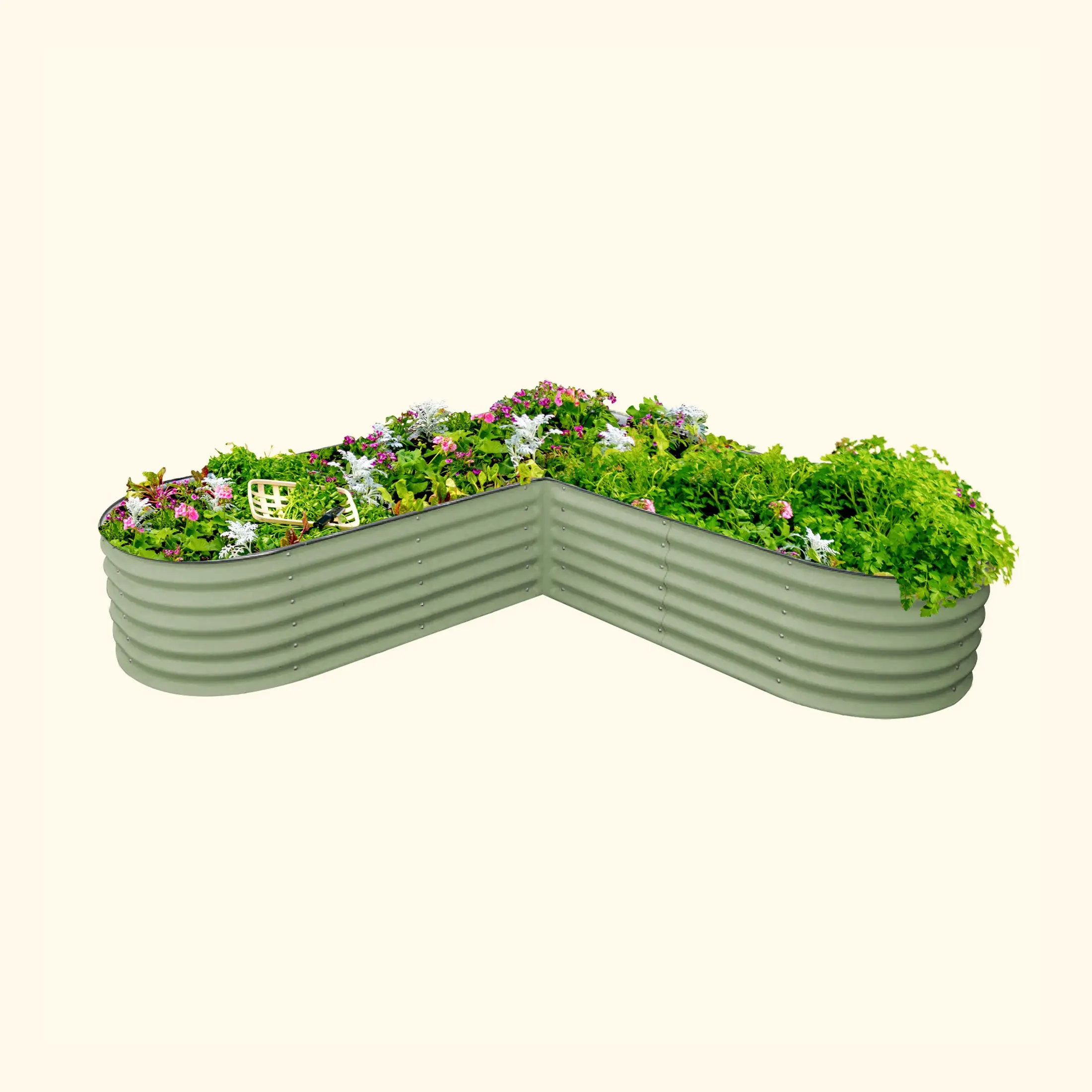 Vego Garden 17" Tall L-Shaped Raised Garden Bed Kit - Outdoor Vegetable, Flower & Plant Planter with Panels, Modern Home Improvement Decor