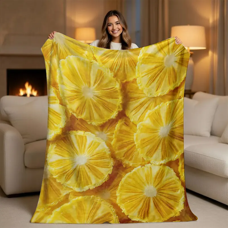 Pineapple Decorated Tropical Theme Blanket - Vibrant Pineapple Print Throw, Bright Yellow Soft Bedding, Cozy Gift for Fruit Lovers, Pineapple Decorated Blankets, Tropical Theme Blankets