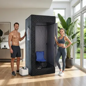 Full Body Portable Sauna Box for Home, Sauna Tent with 3L Steamer Foldable Chair Remote Control 9 Levels for Women Men, Compact Home Tent for Gym Yoga Pilates, 2.9'X2.9'X5.9'