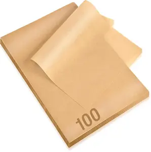 100Pcs Parchment Paper Sheets, 9x13 In Unbleached Parchment Paper for Baking Grilling Air Fryer and Steaming, Precut Non-Stick Parchment Baking Sheets in Quarter Size for Bread Cakes Cookies Kovpnor