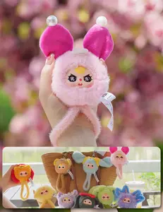 Baby Three Wearable Wrist Strap Plush Mystery Box，Bunny Plush Dolls，Soft Furry Collectibles，Backpack or clothing decoration，Stuffed Animal