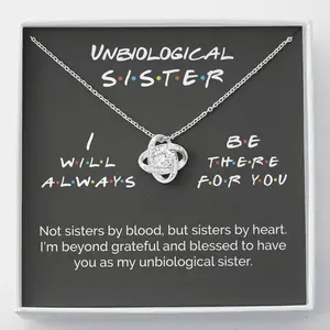 Unbiological Sister Necklace Gift, Knot Necklace — I Will Always Be There For You, Necklace for Sisters, Best Friends, and Teen Girls, Birthday Gifts