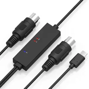 DOREMIDI MTU-11 Midi USB Cable Interface Converter Midi to USB C Type C Cable USB MIDI Converter Adapter with Indicator Light for Smartphone Mac PC (5 Pin, 1 In/Out)