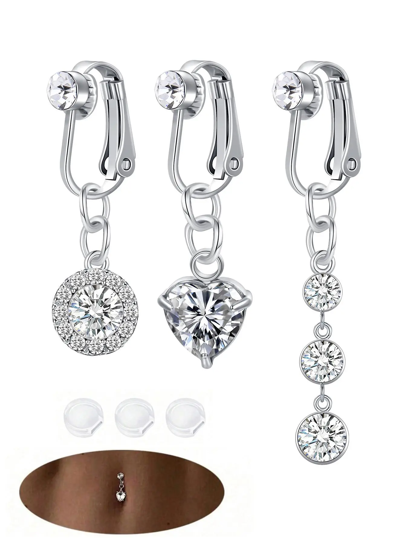 Fashion Faux Belly Button Piercing Clip on Belly Button Rings, Elegant Fake Belly Button Rings, Non Piercing Belly Rings Jewelry for Women, Belly Hoops, Body Jewelry, Chic Body Jewelry, Belly Chain, Navel Piercing Jewelry