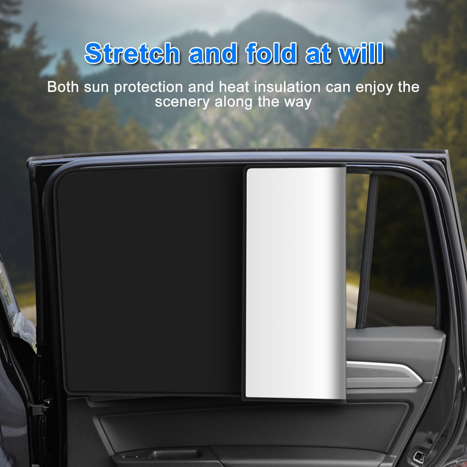 4-Pack Magnetic Car Window Shades, 100% Blackout Privacy Curtains for Car Camping & Travel, UV Protection Universal Fit