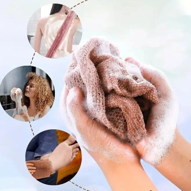 African Net Sponge Authentic - Exfoliating Back Scrub Bath Sponge with Knots - Afro Scrub Body Scrubber Exfoliator Washcloth - African Body Care Daily Use Shower Essentials