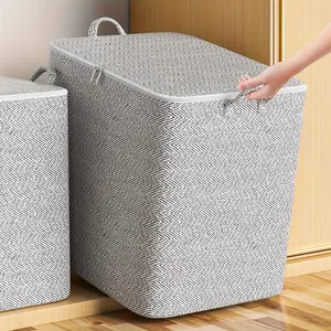 Large Capacity Clothing Storage Bag with Handle, Foldable Cotton Quilt Rack Organizer Box, Ideal for Closet Classification, Clothes Organizer