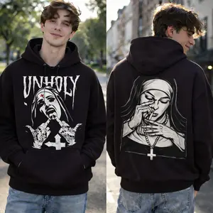 Unholy Gothic Nun Graphic Hoodie Streetwear Unisex Pullover Jacket