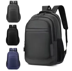 Durable Laptop Backpack Blue Black Gray Lightweight Multiple Pockets Comfortable Straps Ideal for School Travel Everyday Use Plain Pattern