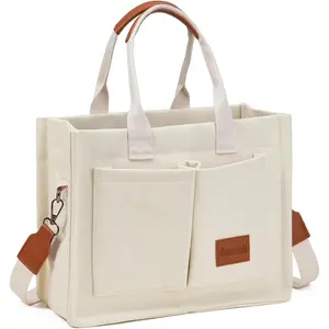Small Tote Bags for Women Canvas Tote Bag with Zipper Satchel Crossbody Bag Work Travel Shoulder Handbags with Pockets