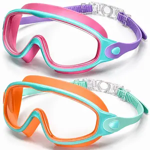 Kids Swim Goggles, 2 Pack Girls/Boys Swim Goggles for 3,4,5,6,7,8,9,10,11,12+, Anti-Fog, UV protection, Wide Frame, Comfortable Adjustable Strap, No Leak, No Raccoon Eyes, 2026 Premium for Swimming Training, Pool Party, Summer Fun, Beach Travel Essentials