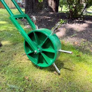 Landzie AeroCore Rolling Lawn Aerator – Manual Core Plug Aerator with Chamfered Hollow Tines – Heavy-Duty Aerator Lawn Tool for Grass and Soil – Push Yard Aerator Aeration Hoe Tool for Lawn Plugs