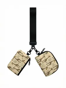 1pc Giraffe Pattern 2D Print 2-Piece Wristlet Bag Set, Detachable & Lightweight | For Students & Office Ladies, Perfect Daily Carry, Travel Essentials