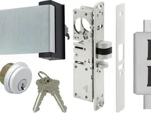 Adams Rite Style Deadlatch Storefront Door Set - Push Paddle Exit, Deadlatch Bolt, with Mortise Lock Cylinder & Two Keys, Durable, Polished Finish, Aluminum Silver, Right Hand, 1-1/8" Backset