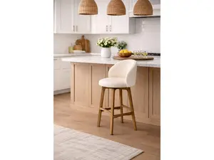 Boraam 91429 Garet Swivel Bar Stool - Rustic Natural Finish