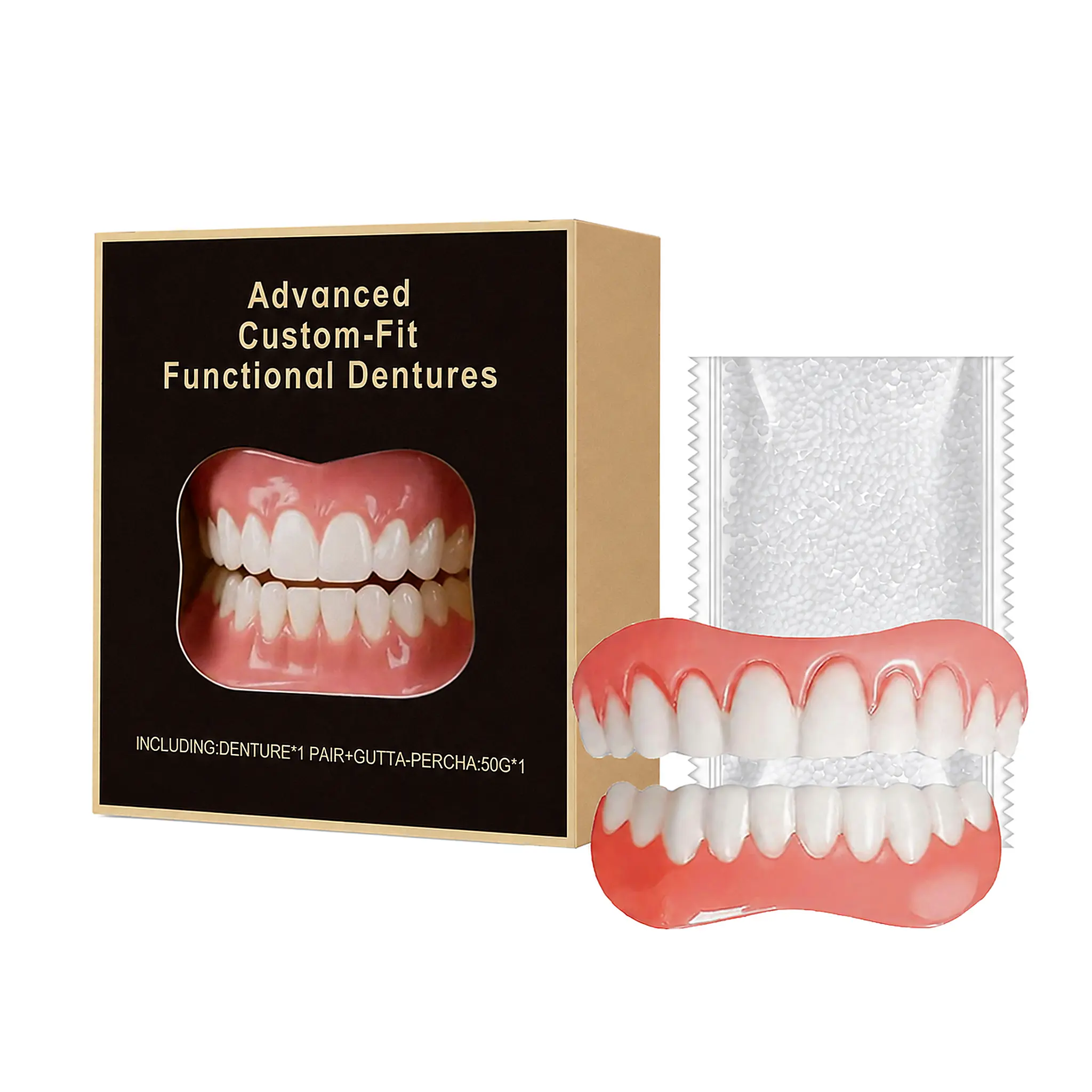 AMZ Lightweight Denture Repair Kit - Cosmetic Denture Care Set with Tooth Whitening, Daily Oral Care for Comfortable Teeth & Confident Smile
