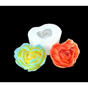 3D heart shaped rose flower mold 3”